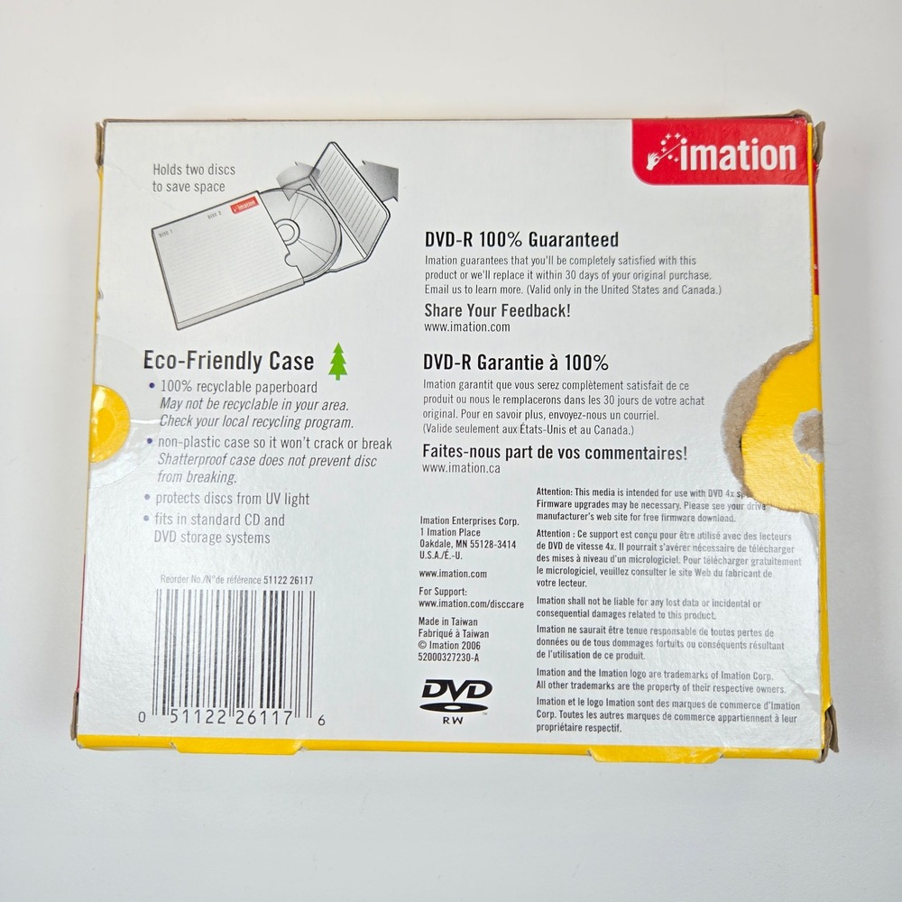 Imation DVD-RW 4.7GB 4x 2hr Rewritable Discs 6 Pack Shatterproof Case 5112226117 - Picture 2 of 7